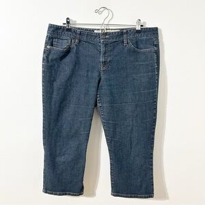 Ann Taylor LOFT Slim Cropped Capris Denim Jeans Dark Wash Five Pocket Styling